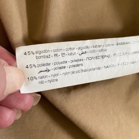 ZARA Khaki/Camel Tan Double Breasted Trench Raincoat Jacket XS - Picture 11 of 11
